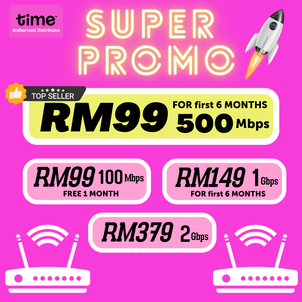 [500 Mbps] TIME Home Fibre Unlimited Quota 500Mbps - RM99 For First 6 ...