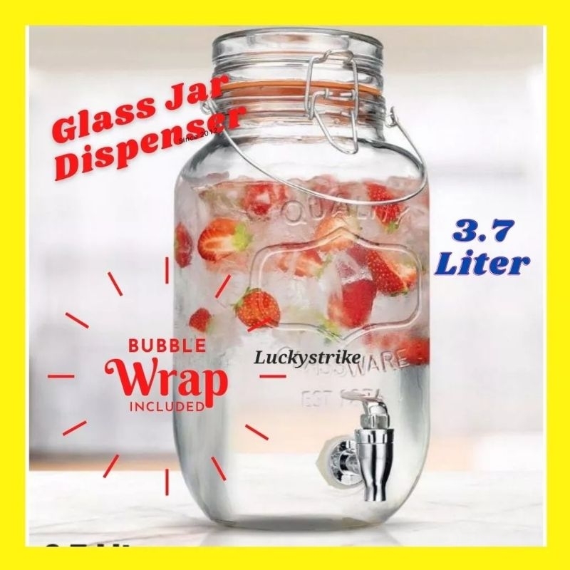 Glass Jar Water Dispenser 3.7 Liter / 1 Gallon Detergent softener