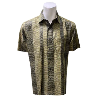 Pierre Cardin Men's Short Sleeve Jacquard Shirt with Pocket Regular Fit Khaki W3105B-11299