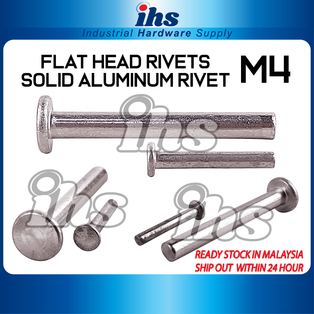 M4 Flat Head Rivets Solid Aluminum Rivet (20PCS) | Shopee Malaysia