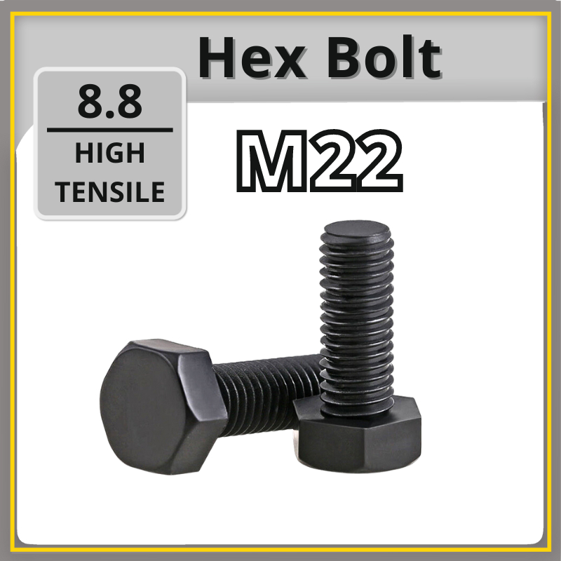 M22 Hex Bolt DIN933 | Grade 8.8 High-Tensile Steel | Black Oxide ...