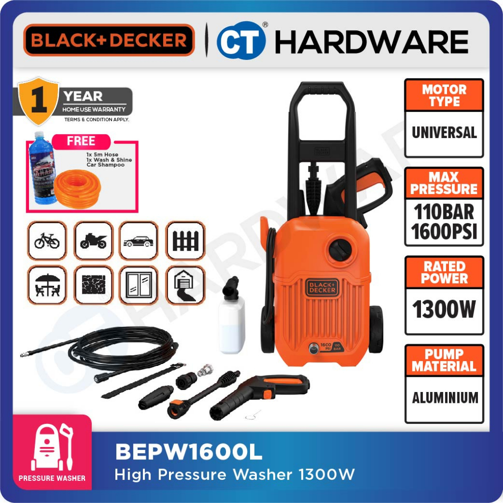 BLACK DECKER BEPW1600L HIGH PRESSURE WASHER 1300W BW14