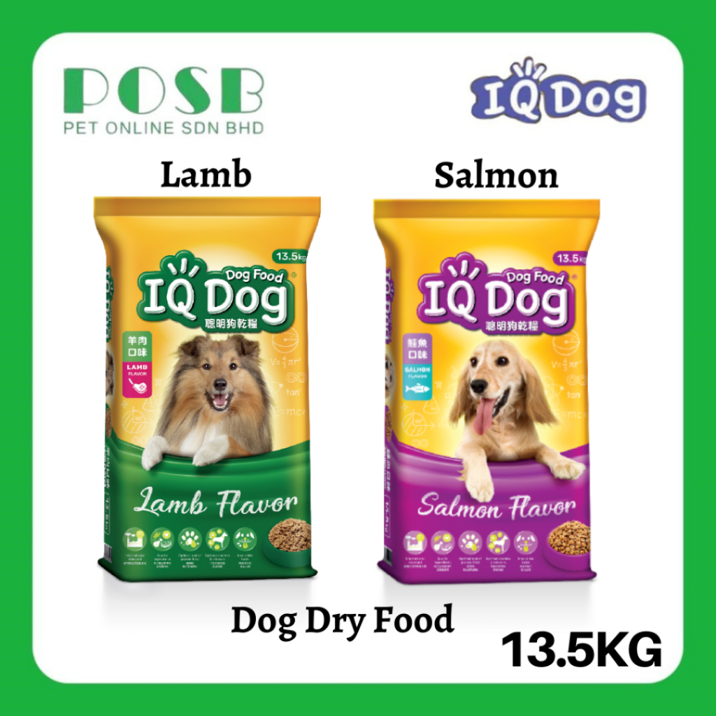 IQ Dog Dog Food 13.5kg Salmon Lamb flavour Makanan Anjing