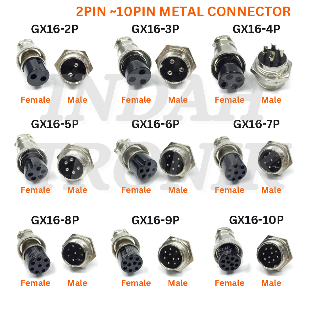 Sourcing Map Luftfahrt-Stecker GX16-6, 6-Pin, 16 Mm – 5 Stück Set Für Elektronik & Industrie