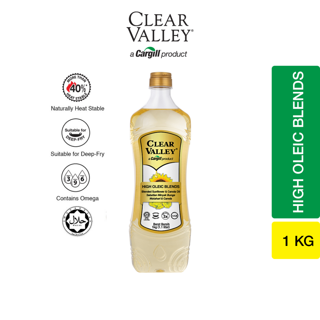 Clear Valley® High Oleic Sunflower and Canola Cooking Oil (1kg/1.1L) Shopee Malaysia