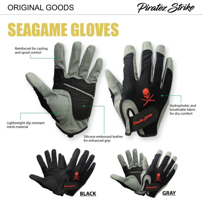 Piratez Strike SeaGame Gloves Size L , XL , XXL SG-01 / Saltwater Jigging  Popping Fishing Glove / Sarung Tangan Pancing