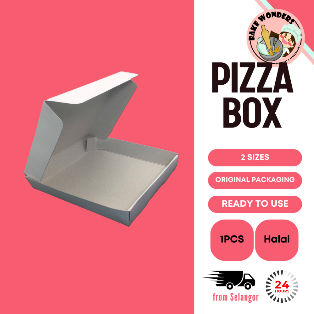 Pizza Box/Kotak Pizza (White) (8/10 inch)/White Box/Food Box/Kotak Kuih