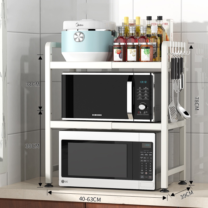 Microwave Oven Rack Rak Dapur Kitchen Shelf Stainless Steel Adjustable ...