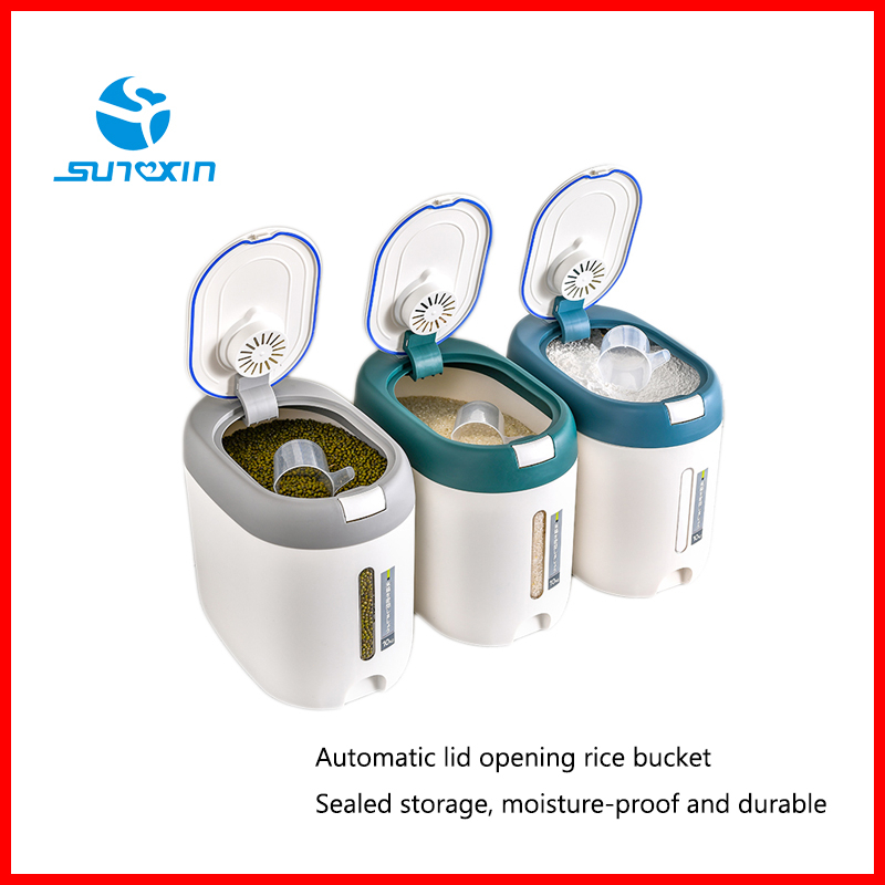 SINXIN Household Kitchen Rice Dispenser 10KG Large Capacity Rice Bucket ...
