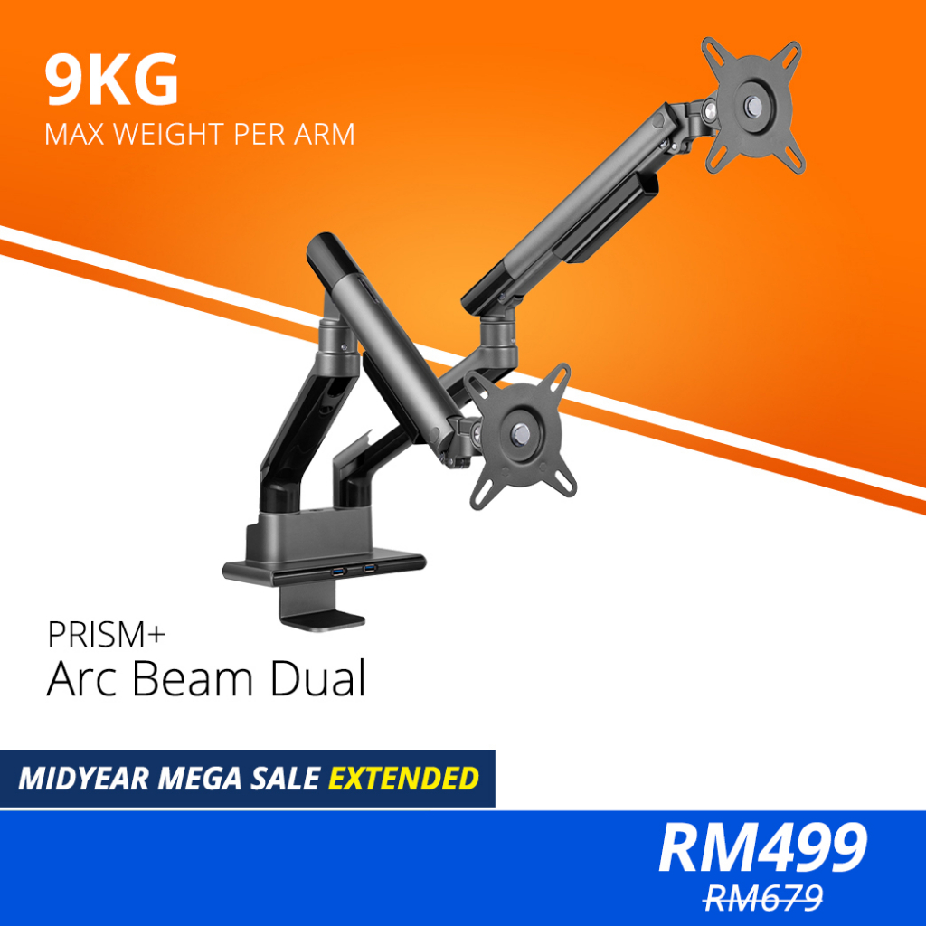 PRISM+ Arc Beam Dual Monitor VESA Monitor Arm Shopee Malaysia