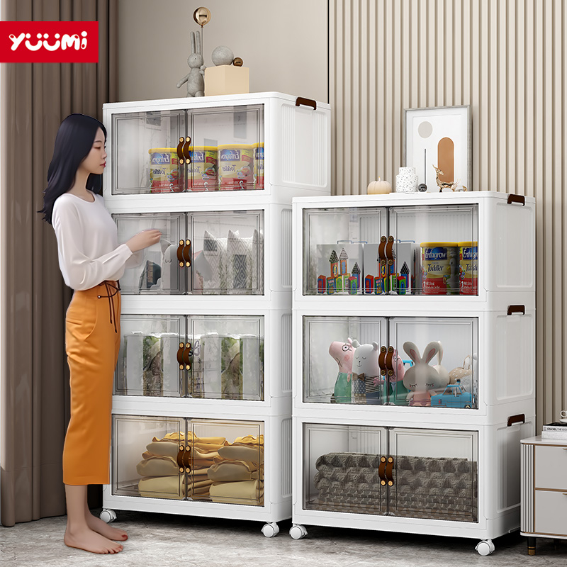 YUUMI Magnetic door High transparent plastik almari baju chest clothes ...