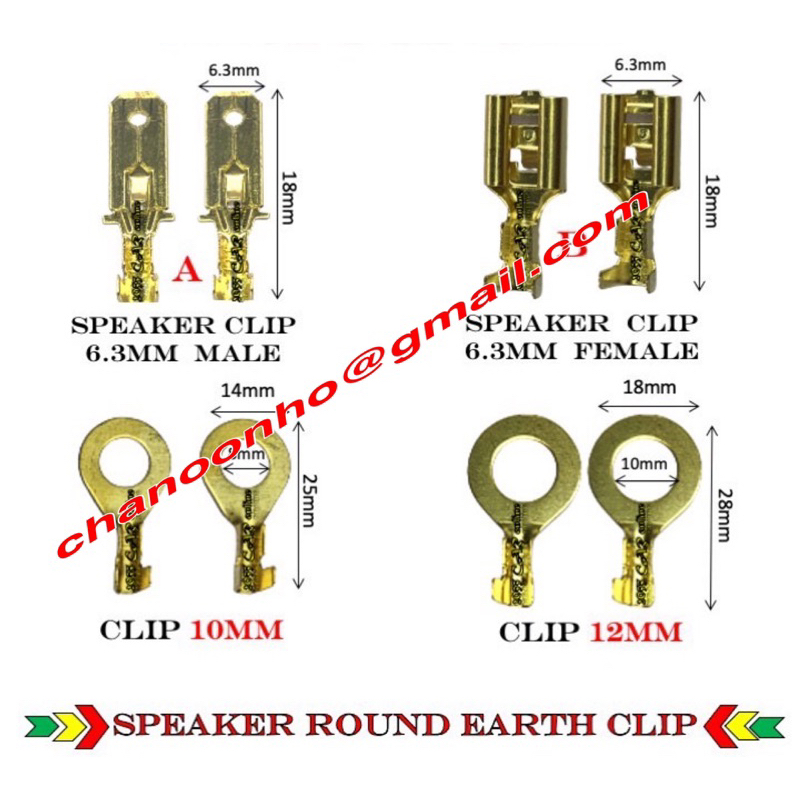 10mm 12mm car speaker round earth clip / Gold Brass Terminal Wire Clip Wiring Car Speaker Female