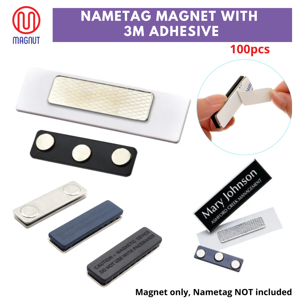 100pcs - Magnet Fastener for School Office Name Tag with 3M adhesive ...