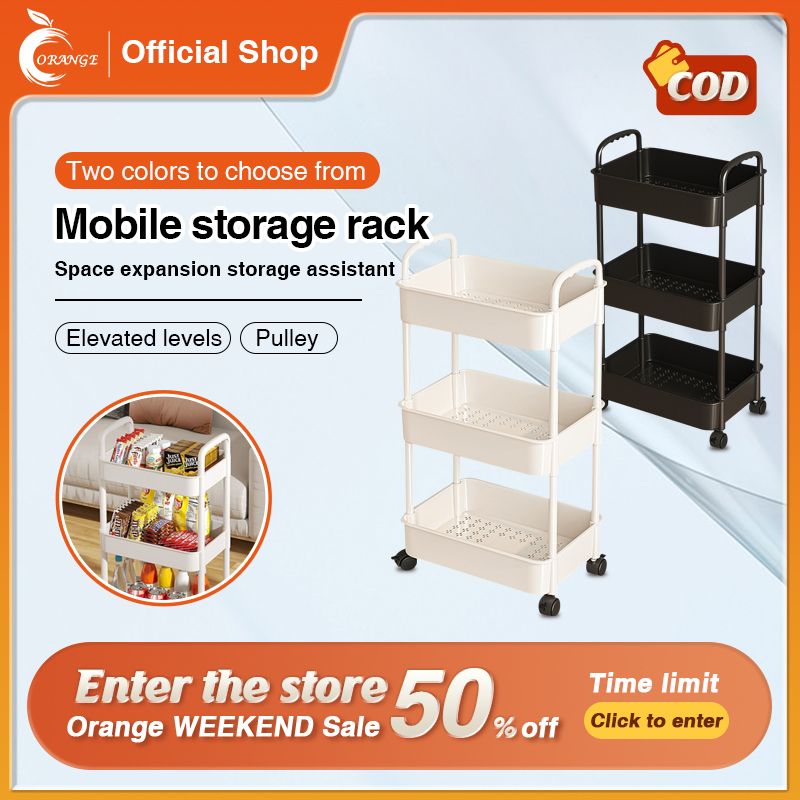 ORANGE【Ready Stock】3/4Tier Trolley Multipurpose Home Storage Rack ...
