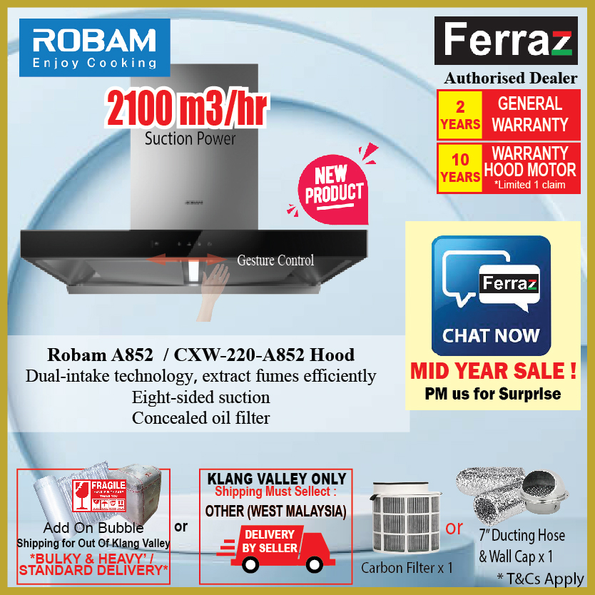 Robam A852 Cooker Hood / Robam CXW220A852 Kitchen Hood / Rubine Hood