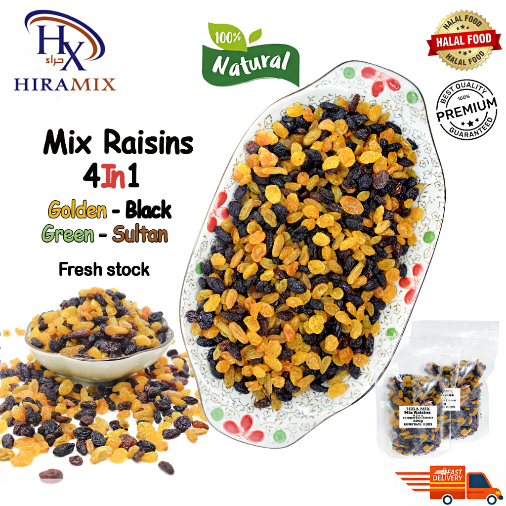 Campuran Kismis Dried Fruits 4in1 Mix Raisin Green Golden Black