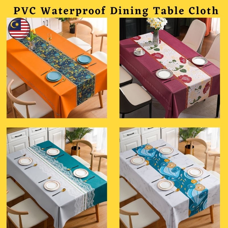 PVC Dining table cover PVC Tablecloth Waterproof Alas Meja Makan 6 / 8
