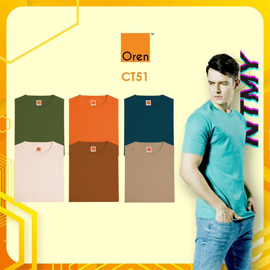 Oren Sport CT51 Comfy Cotton Plain Unisex Adult Round Neck Short Sleeve  T-shirt