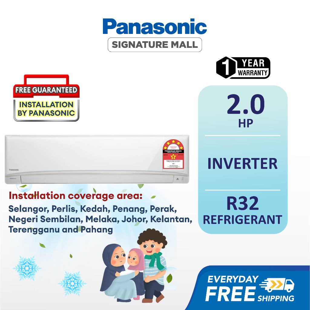 PANASONIC Air Conditioner 2.0HP R32 Aero Series Econavi Inverter CS