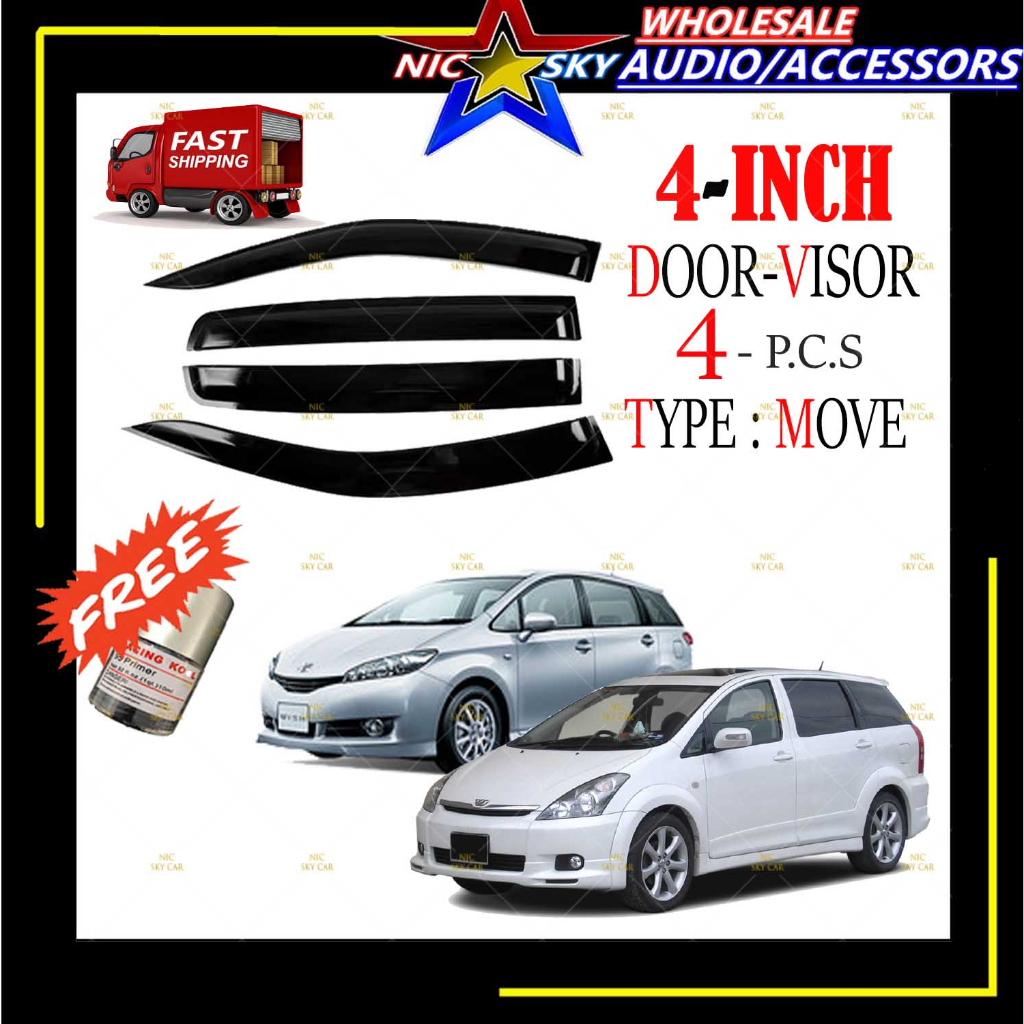 Air Press Wish Window Tingkap kereta Wish Door Visor Mugen Move Small