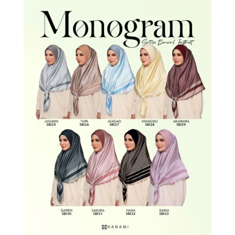 💥 BAWAL INSTANT SATIN MONOGRAM By Hijabs Hanami 💥 | Shopee Malaysia