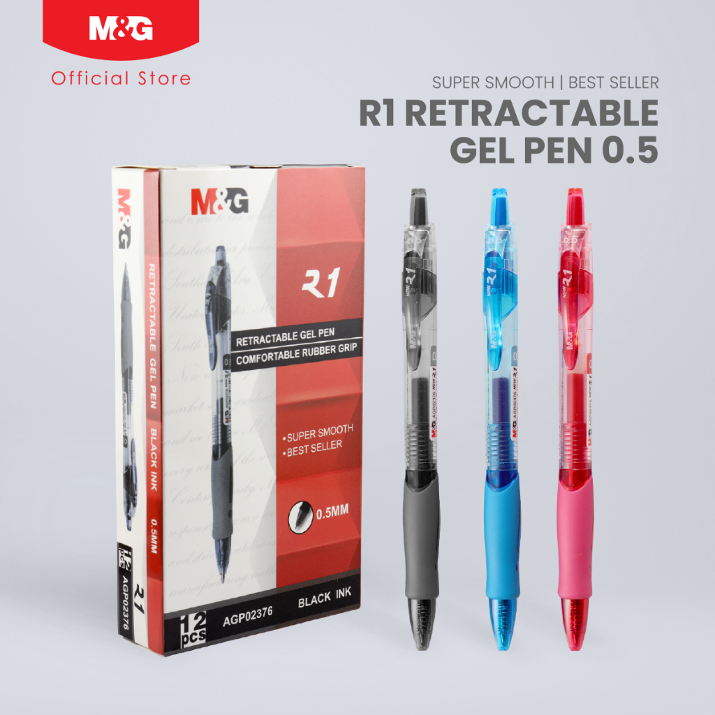 Retractable Gel Pens, Black Gel Ink Cute Pens, 0.5mm Fine Point with