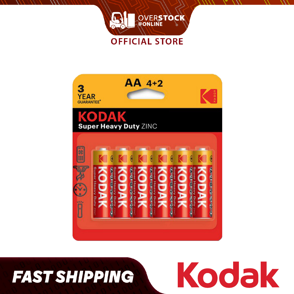 KODAK Super Heavy Duty Zinc AA Battery (4 + 2 Pack / Pack) Shopee