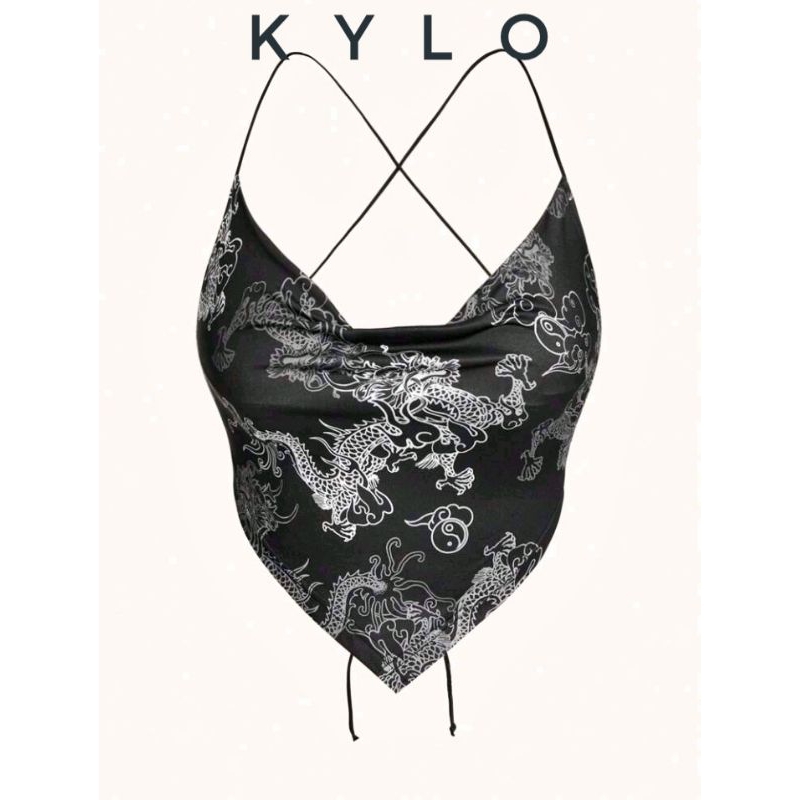 🎉 DISCOUNT‼️KYLO Art Core Dragon Print Sexy Draped Backless Crop Top | Shopee Malaysia