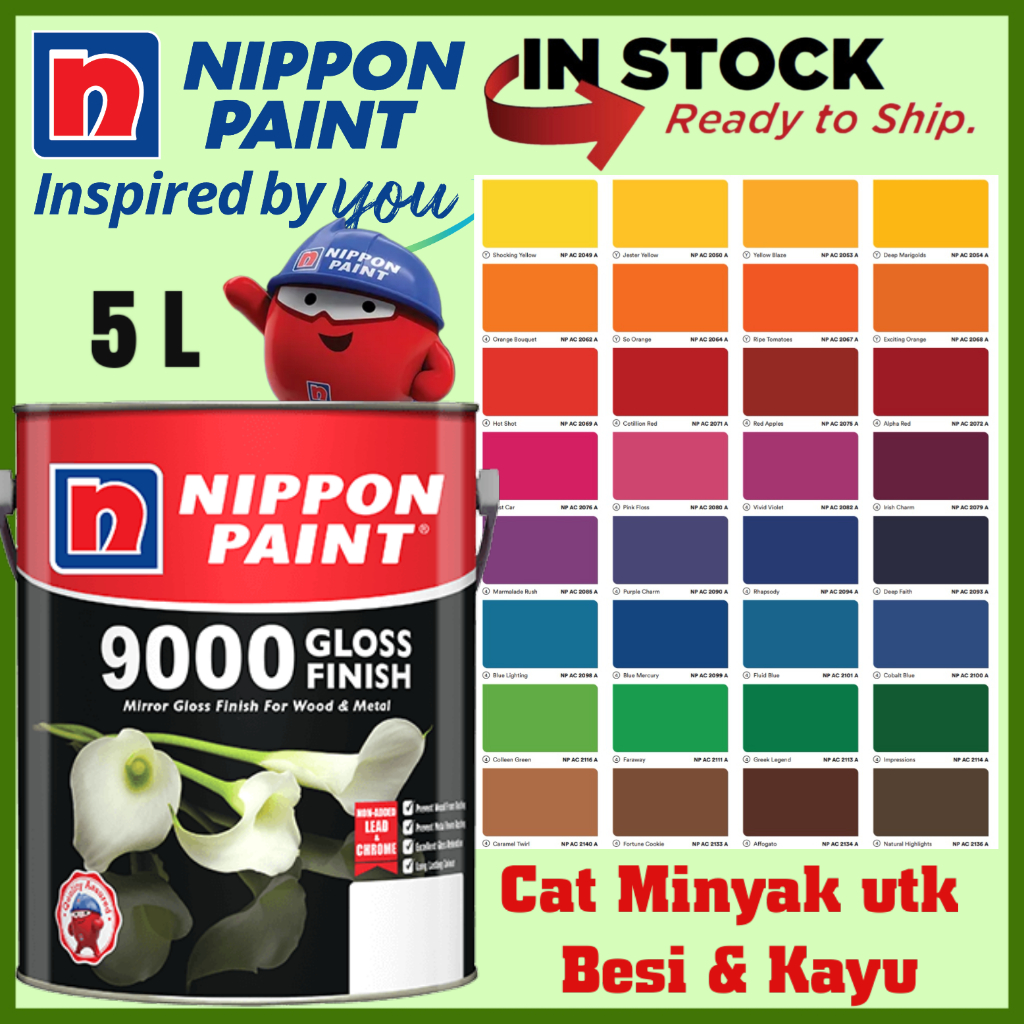 SINAR NIPPON 9000 GLOSS FINISH 5L WOOD DOOR & METAL GATE GLOSSY PAINT ...