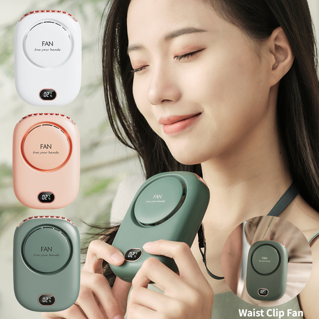 [MY Stock] Portable Neck Fan Mini Kipas LED Display Cooling Bladeless USB Rechargeable Fan