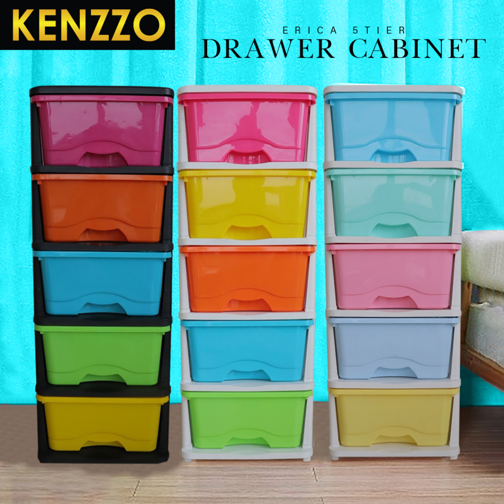 KENZZO Erica 5 Tier Transparent & Mix Color Plastic Drawer