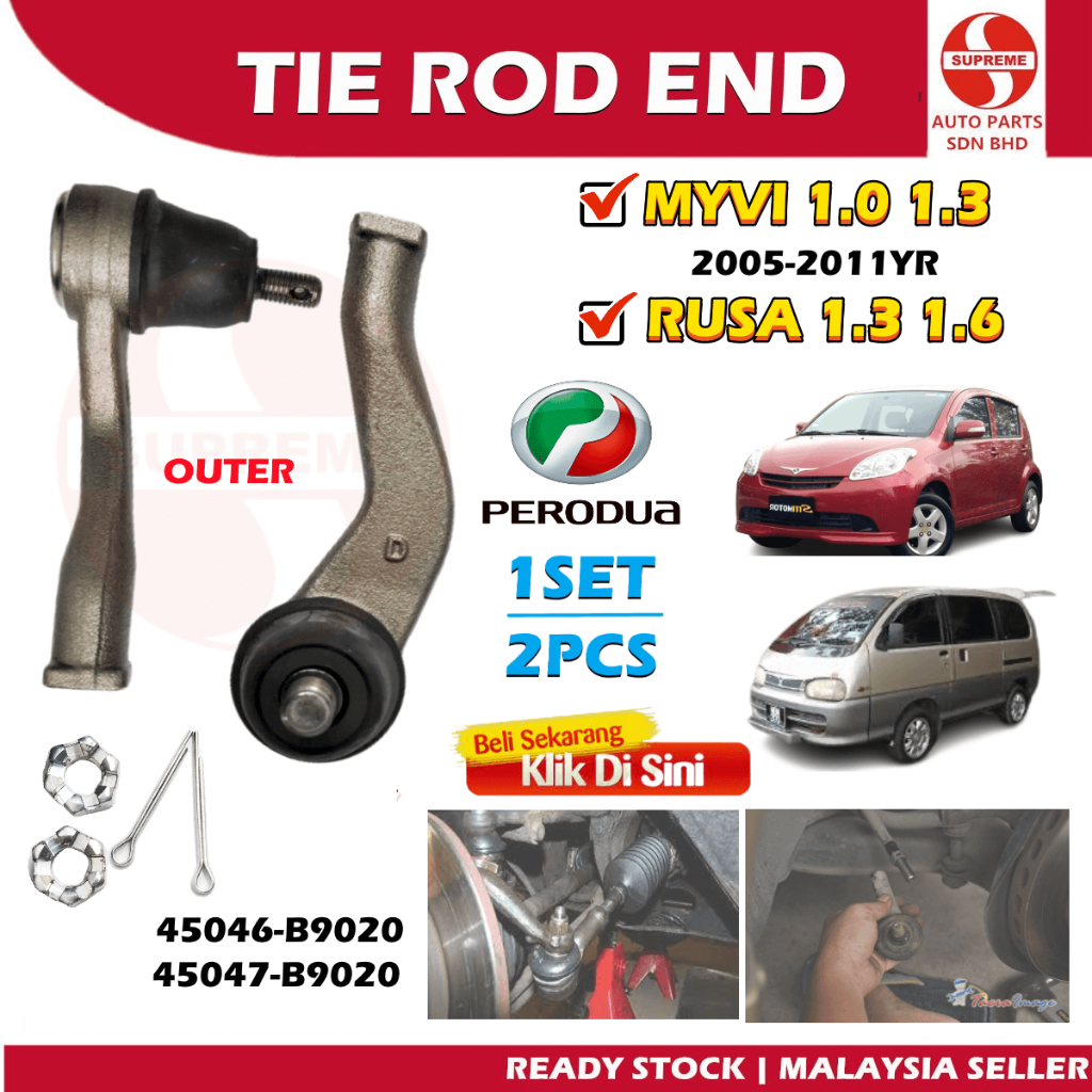 S2U Steering Rack Tie Rod End Outer Inner Perodua Myvi 1.0 1.3 Rusa 1.3 ...