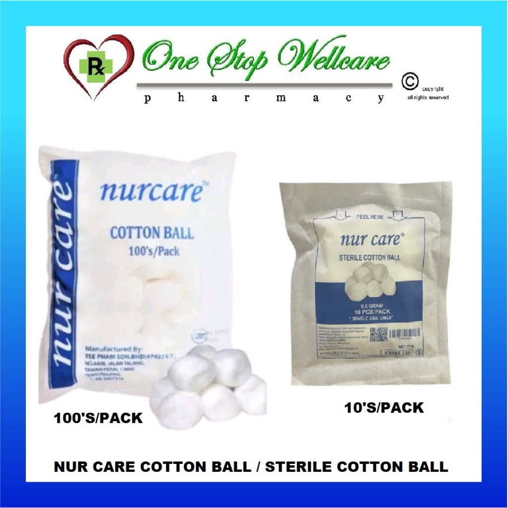 NUR CARE COTTON BALL 100'S/PACK / STERILE COTTON BALL 10'S/PACK
