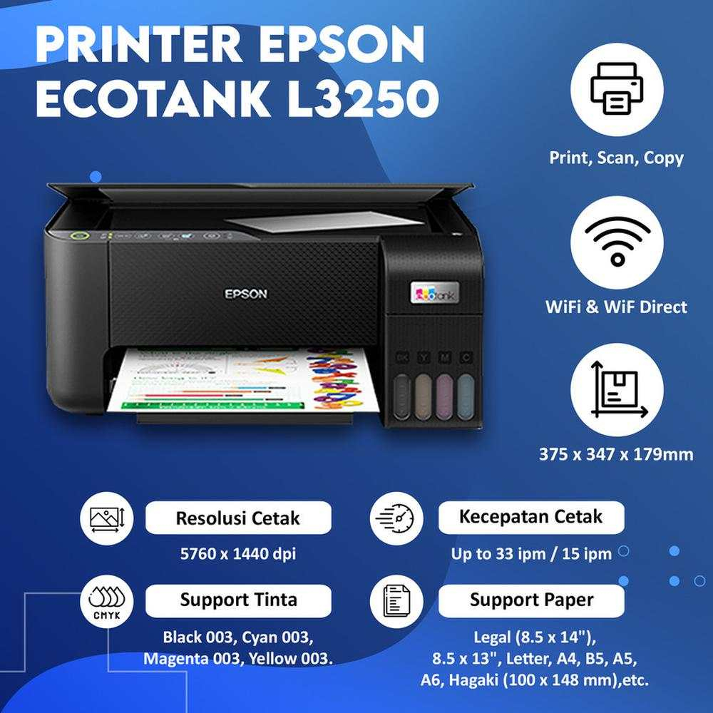 Epson L3250 L3210 L3110 L3150 All In One Wireless Ink Tank Printer With Hybrid Oem Ink 8386