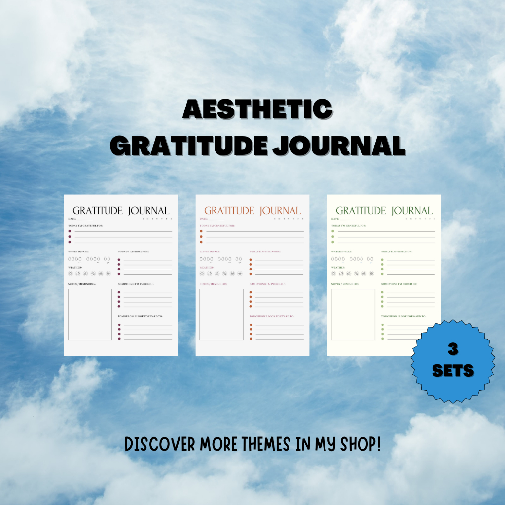 [PDF] 3 Sets Inspiring Gratitude Journal Aesthetic Planner | A4 Digital ...