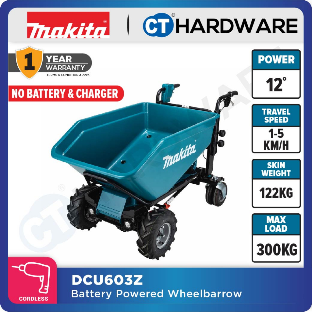 MAKITA DCU603Z BATTERY POWERED WHEELBARROW 18V X 2 300KG WITHOUT BATTERY & CHARGER ( SOLO ) DUMP