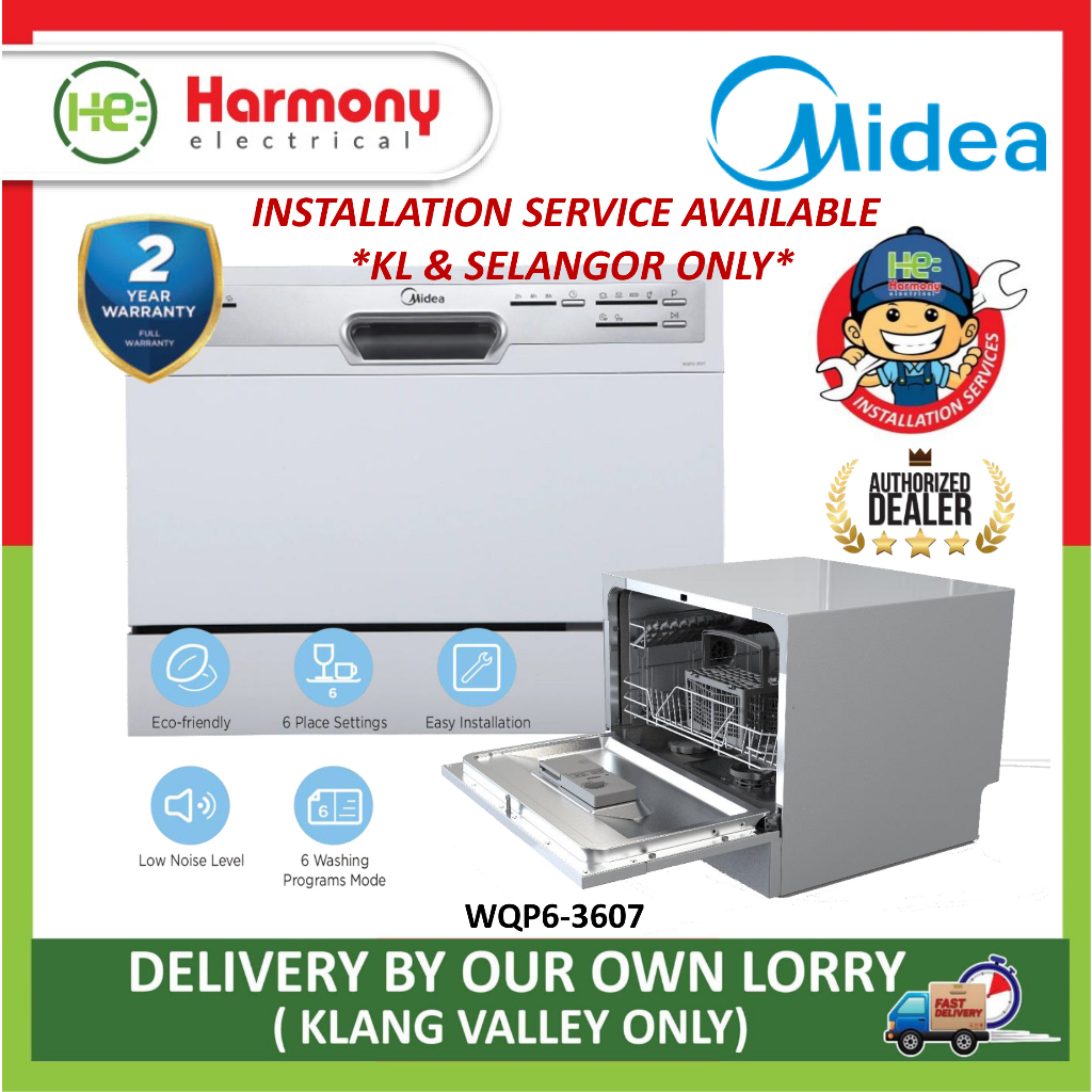 (INSTALLATION AVAILABLE KL )MIDEA Table Top Dishwasher WQP63607 With 6
