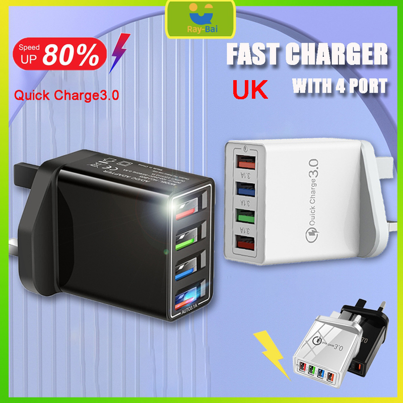 30W Fast Charging Adapter 3.1A 4 USB Phone Quick Charge Plug Universal