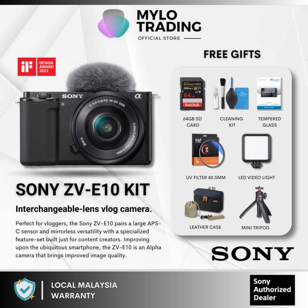 Sony ZVE10 & ZVE10 E PZ 1650mm f/3.55.6 OSS Lens & Body