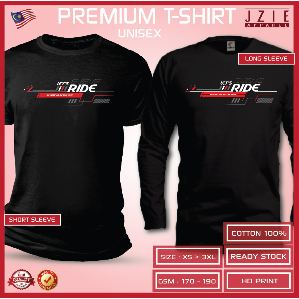 T-Shirt Cotton LETS RIDE Design Shirt Lelaki Shirt perempuan Baju ...