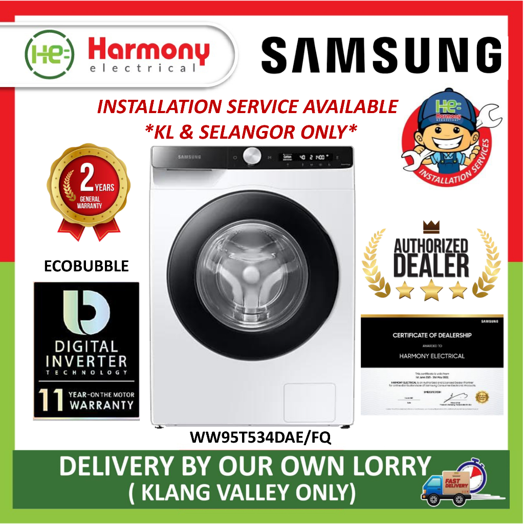 (FREE DELIVERY + INSTALL KL & SELANGOR) SAMSUNG 9.5kg Front Load Washer