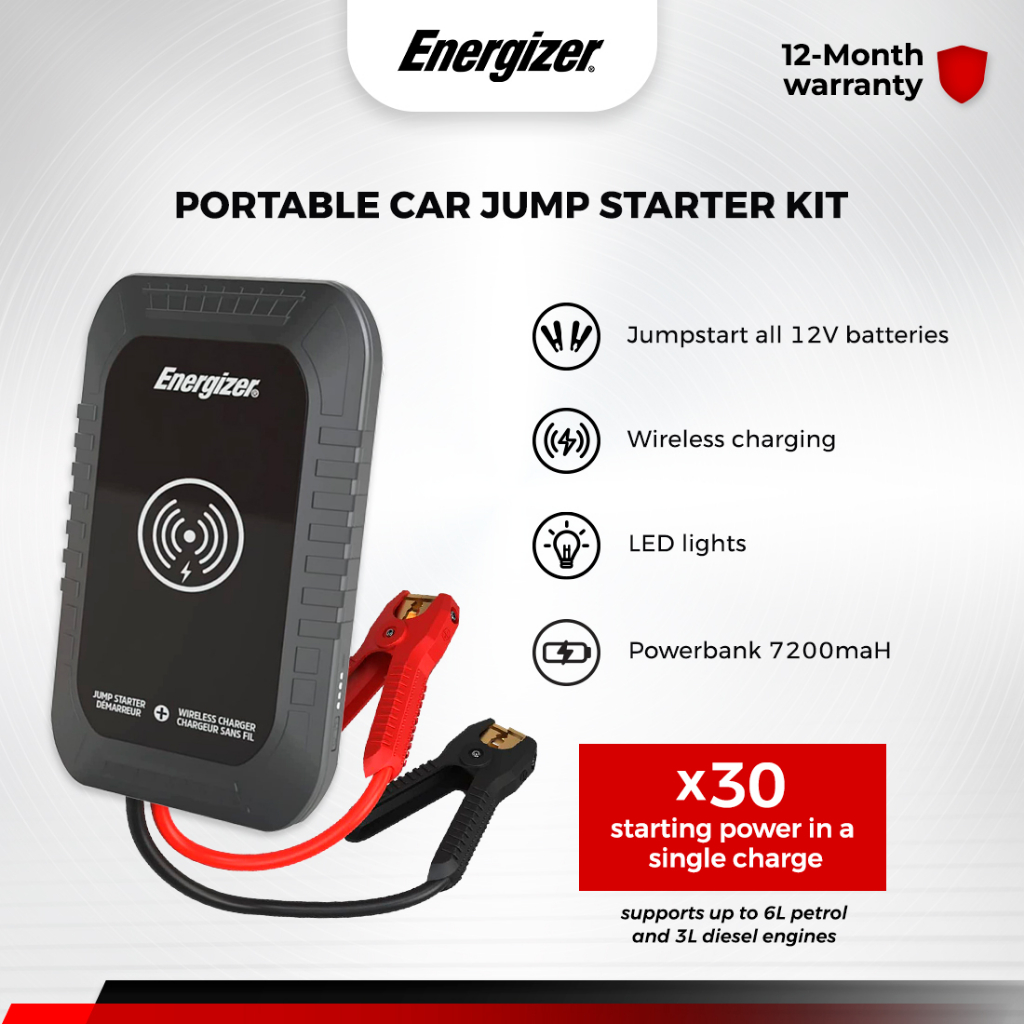 Energizer 1000Amp 7200mAh Car Jump Starter + Wireless Mobile Phone