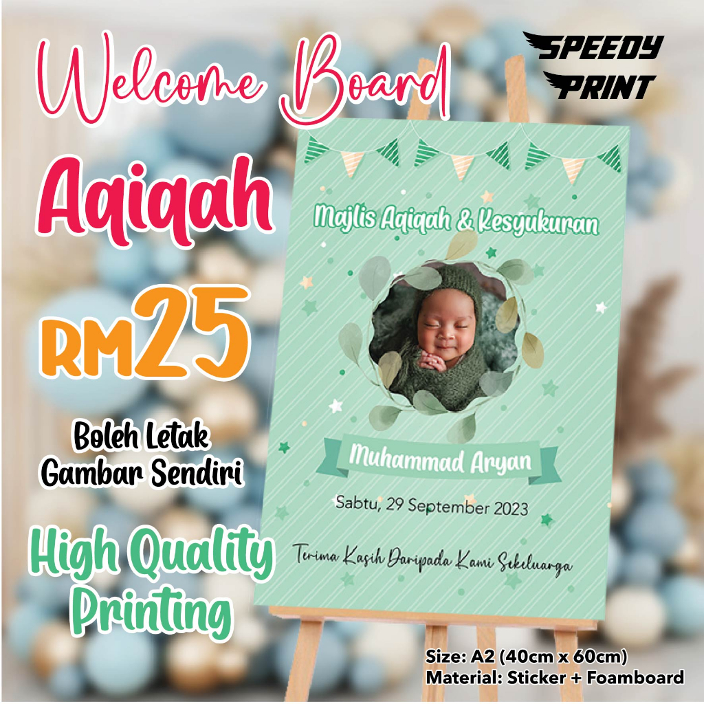 Welcome Board Aqiqah / Majlis Kesyukuran / Welcome Board / Sticker ...