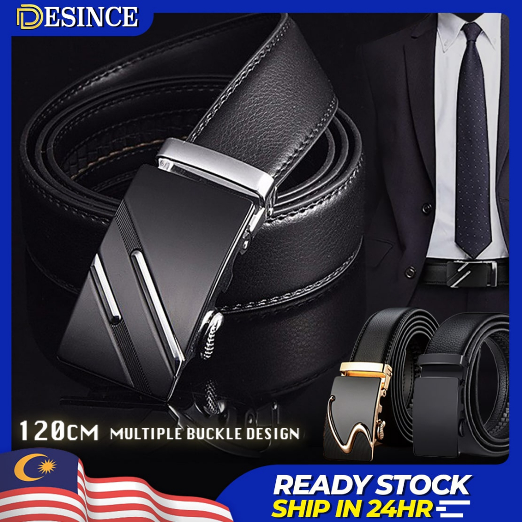 🇲🇾 DESINCE Men Leather Belt Genuine Leather Automatic Buckle Belts