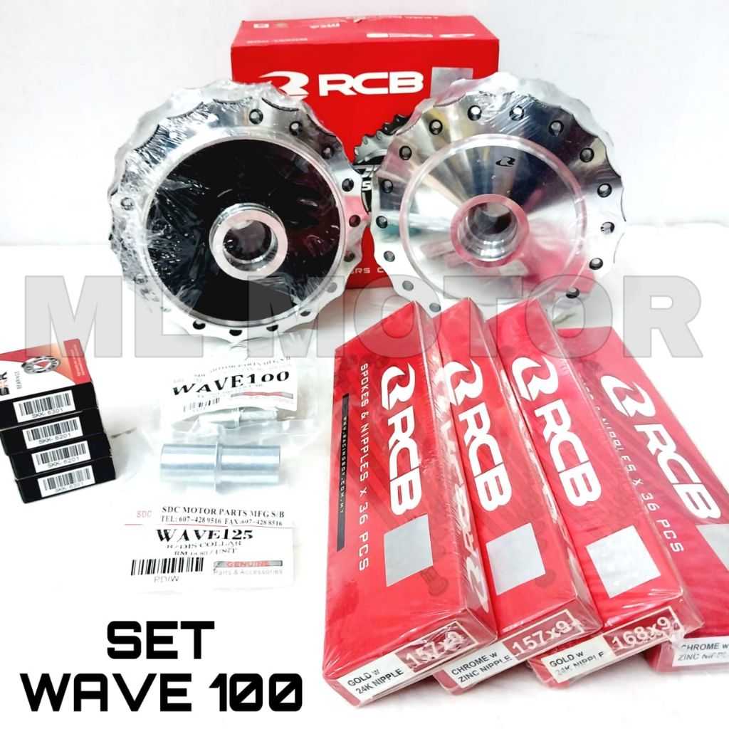 WAVE 100 Set Hub Racing Boy Front Rear RCB Lidi/Spoke Bearing Collar ...
