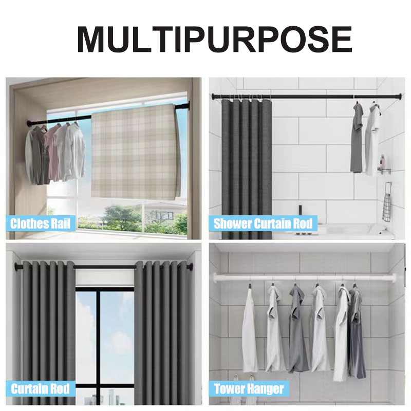 Adjustable Curtain Rod Stainless Steel Extendable Cloth Rail Window ...