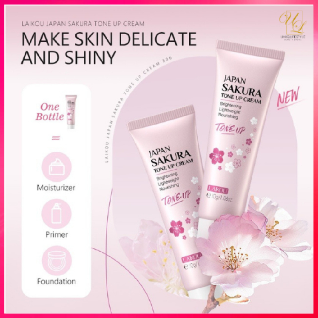 LAIKOU Tone Up Cream Japan Sakura Essence Conceal Blemishes Brightening ...