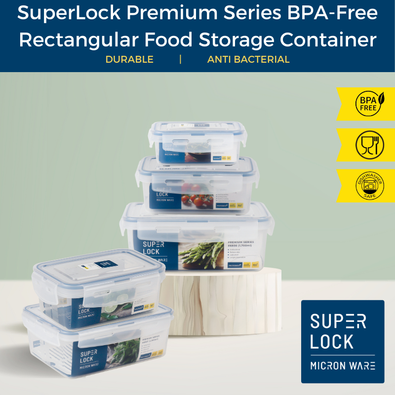 SuperLock Premium Series Antibacterial BPAFree Rectangular Food