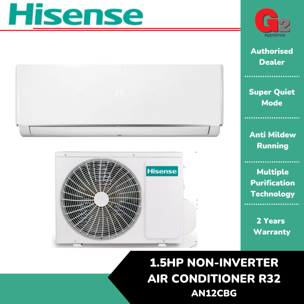 Hisense 15hp Standard Non Inverter Air Cond R32 An12cbg Hisense Warranty Malaysia Shopee 0643