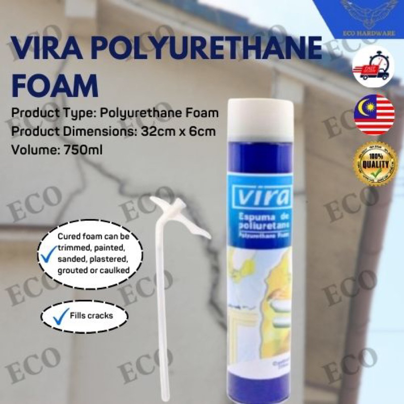 VIRA Polyurethane Foam PU Foam Spray 750ml Fill Crack And Joint Spray ...